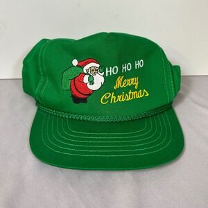 YoungAn Vintage Green Santa Claus Ho Ho Ho Merry Christmas Rope Snapback Hat